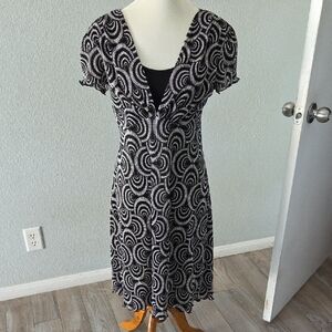Connected Black and White Swirl Dress 12